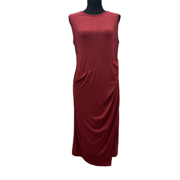 Peruvian Connection Red Cotton Drapey Jersey Pima Dress Wrap *FLAW Large - Picture 1 of 13
